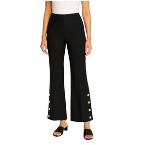 Trina Turk Black Wide Leg Pants with Gold Button Details